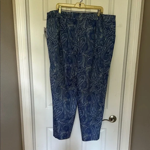 Kate Hill Blue Paisley Pants NWT 22W - Picture 1 of 8